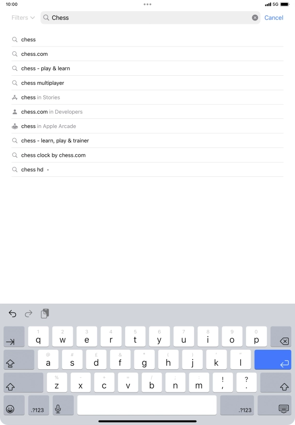 Key in the name or subject of the required app and press enter.