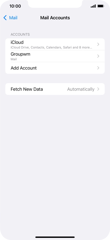 Press the name of the email account you've just set up.