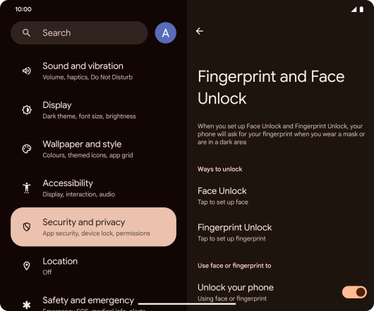 Press Fingerprint Unlock.