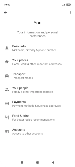 Press Basic info and follow the instructions on the screen to select phone owner settings.