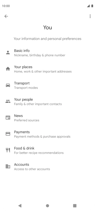 Press Basic info and follow the instructions on the screen to select phone owner settings.