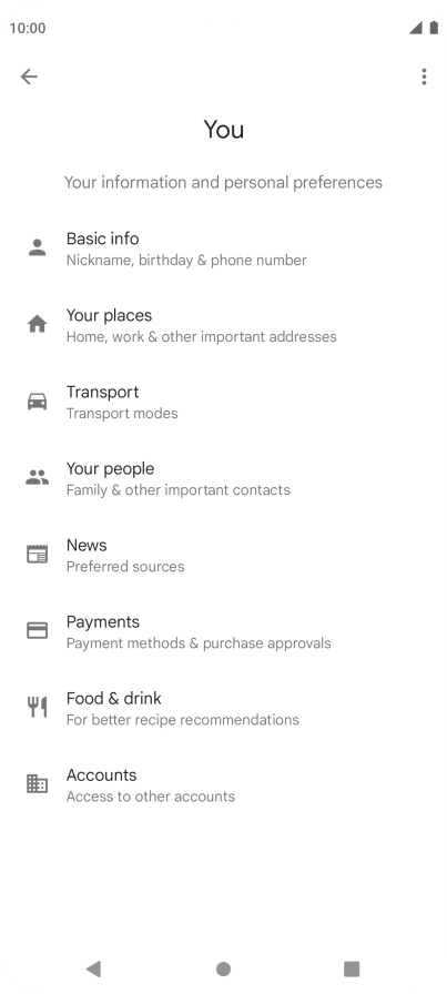 Press Basic info and follow the instructions on the screen to select phone owner settings.
