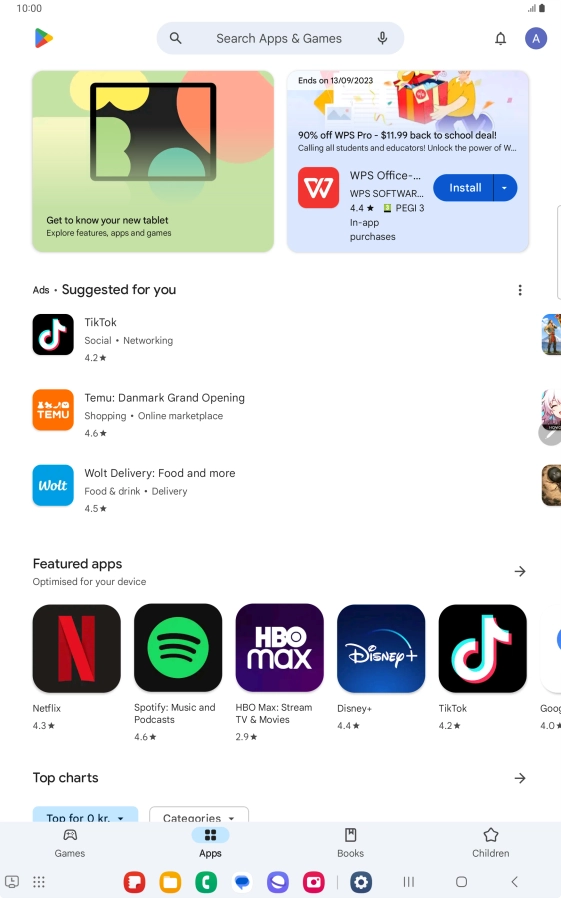 Press the search field.