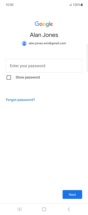 Press Enter your password and key in the password for your Google account.