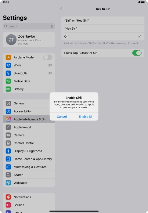 Press Enable Siri.