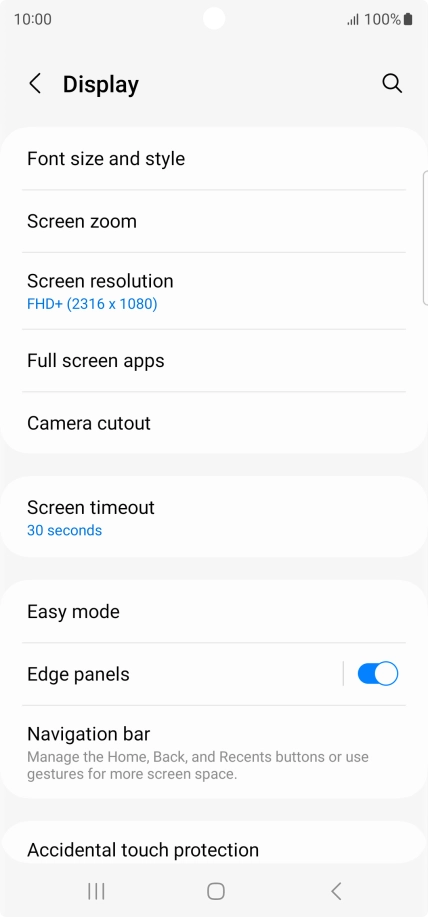 Press Screen timeout.