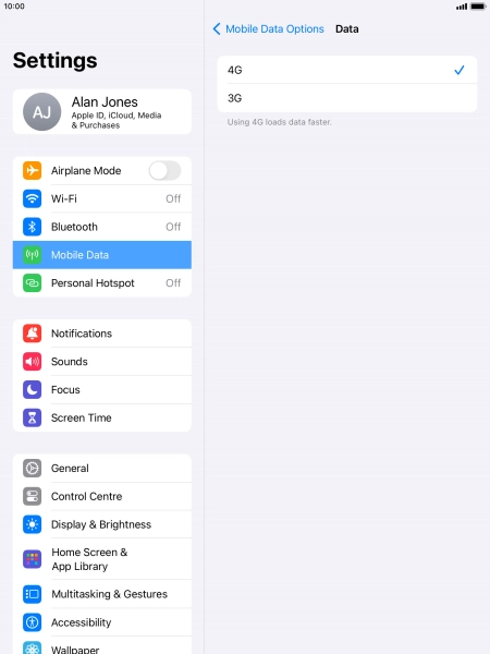 Press the required network mode.
