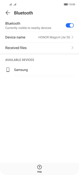Press the required Bluetooth device and follow the instructions on the screen to pair the device with your phone.