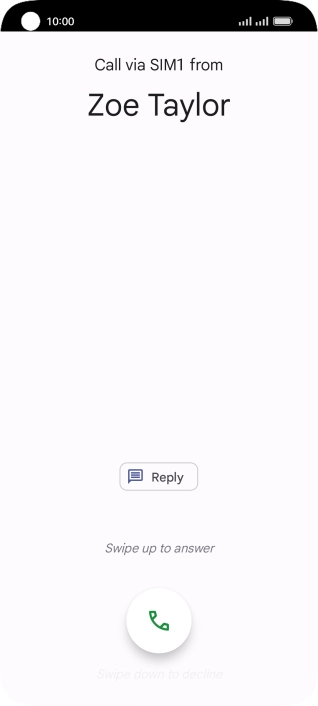 Press and drag the accept call icon upwards.