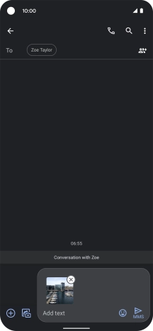 Press the text input field and write the text for your picture message.