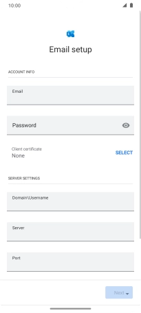 Press Password and key in the password for your email account.