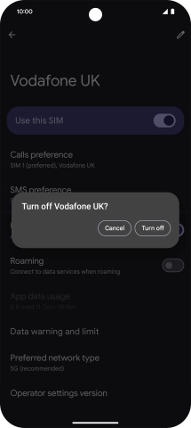 If you turn off use of the price plan, press Turn off.