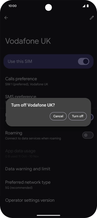 If you turn off use of the price plan, press Turn off.