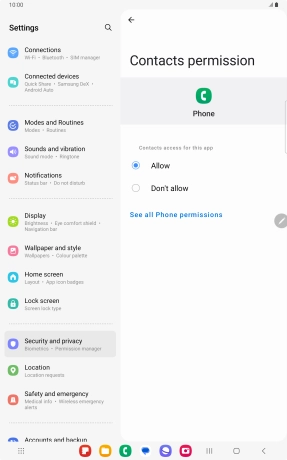 Press the required setting.