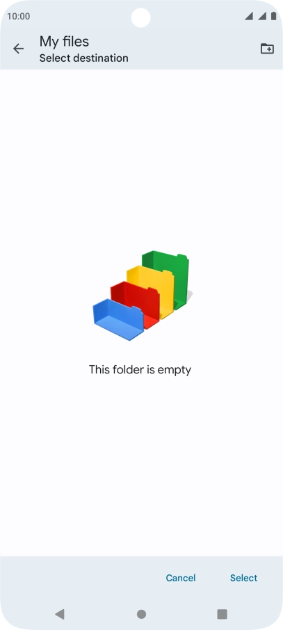 To create a new folder, press the new folder icon and follow the instructions on the screen to create a new folder.