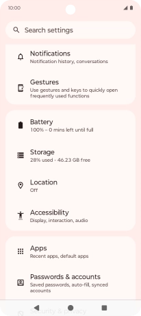 Press Passwords & accounts.