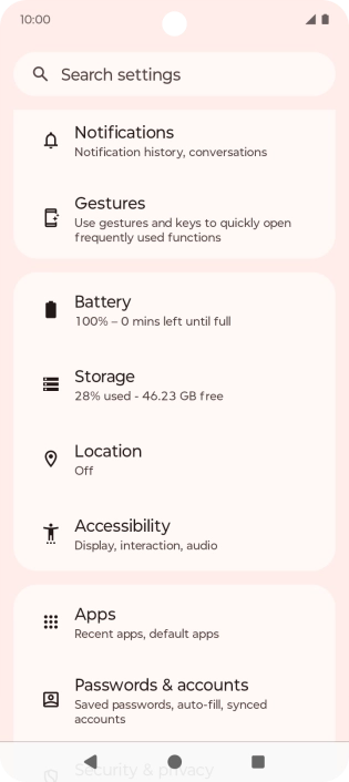 Press Passwords & accounts.