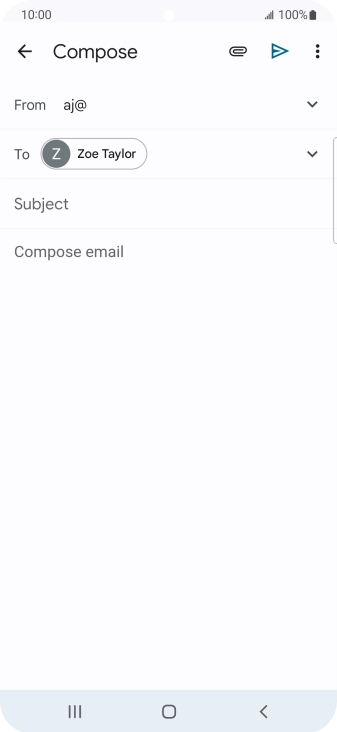 Press Subject and key in the subject for the email message.