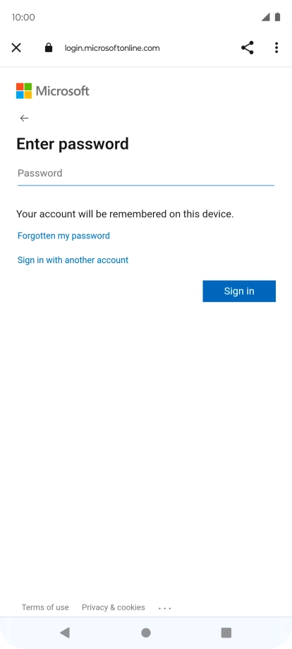 Press Password and key in the password for your email account.