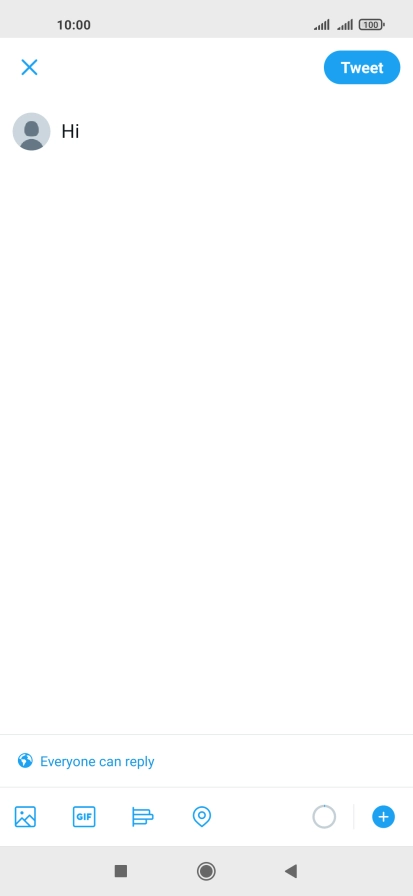 Write the required text and press Tweet.