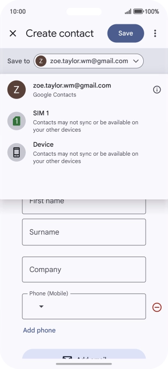 Press the required Google account.