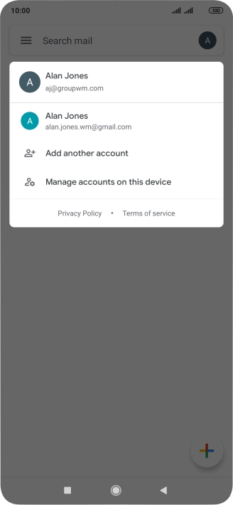 Press the required email account.