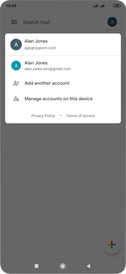 Press the required email account.
