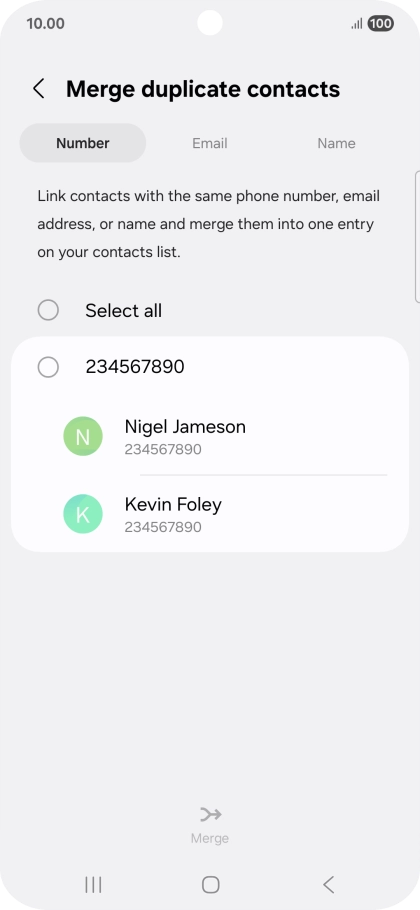 Press the field next to the required number.