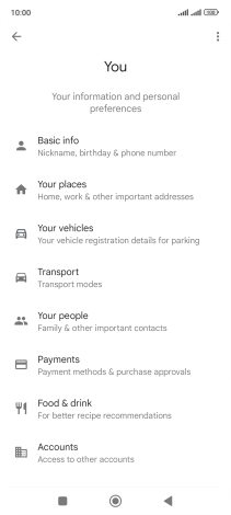 Press Basic info and follow the instructions on the screen to select phone owner settings.