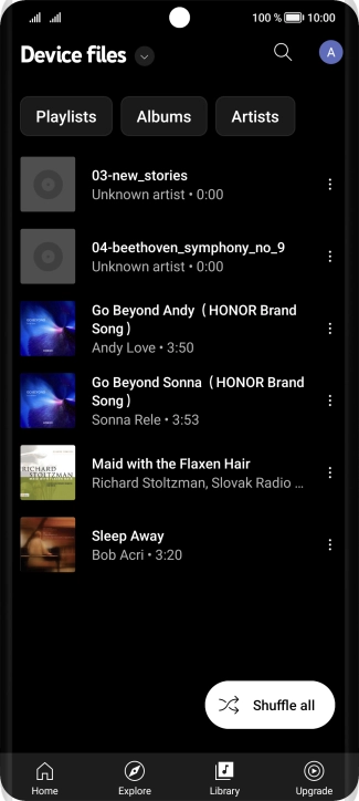 Press the required audio file.