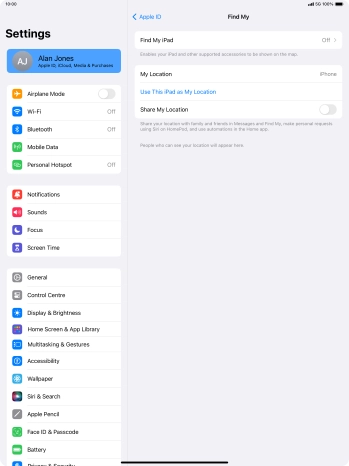 Press Find My iPad. Press Find My iPad.
