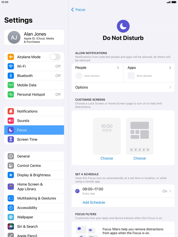 Press People and follow the instructions on the screen to select which contacts you would like to receive calls and notifications from when Do Not Disturb is turned on.