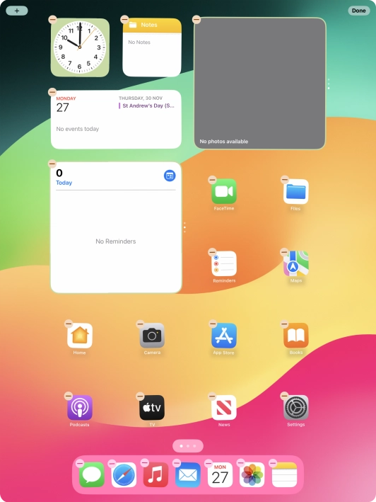Press the home screen icon.