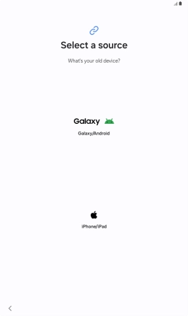 Press the required setting and follow the instructions on the screen to transfer the content from another device.