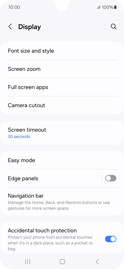 Press Screen timeout.
