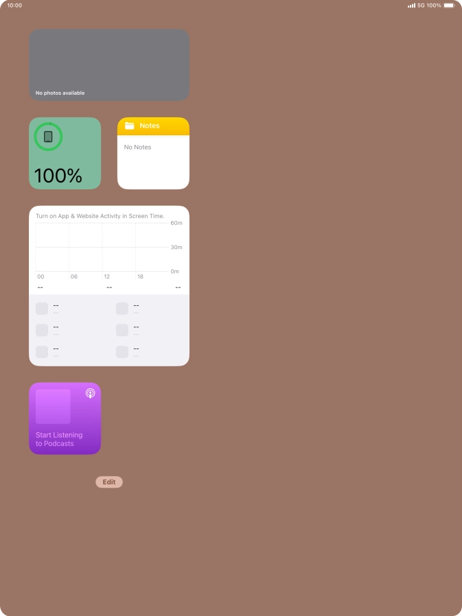 Press and hold the required widget until a pop-up menu is displayed. Press and hold the required widget until a pop-up menu is displayed.
