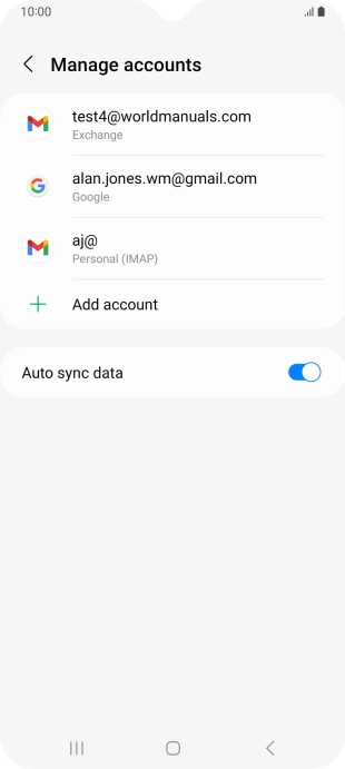 Press the required email account. Press the required email account.