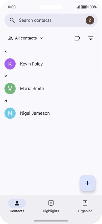 Press the new contact icon.