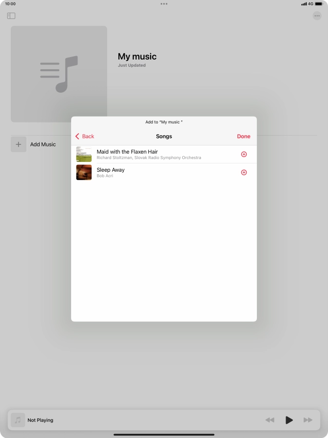 Go to the required category and press the add icon next to the required audio file.