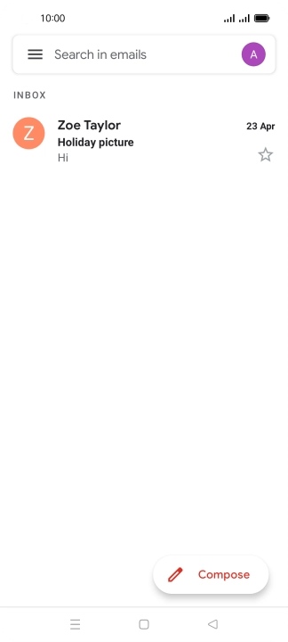 Slide your finger right starting from the left side of the screen.