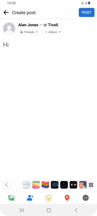 Write the required text and press POST. Write the required text and press POST.