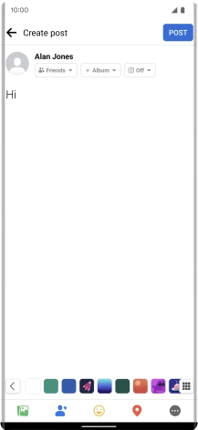 Write the required text and press POST.