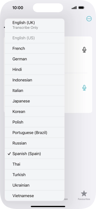 Press the required target language.