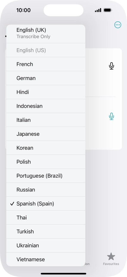 Press the required target language.