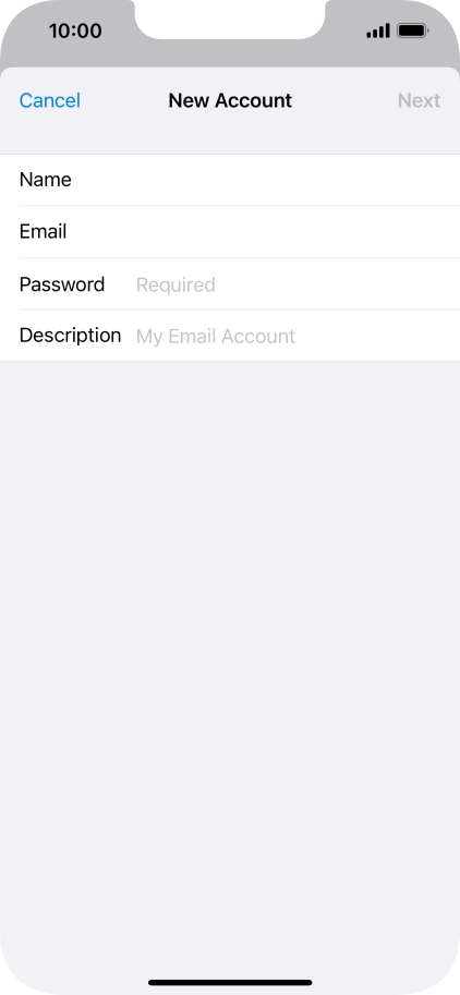 Press Password and key in the password for your email account. Press Password and key in the password for your email account.
