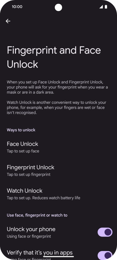 Press Fingerprint Unlock.