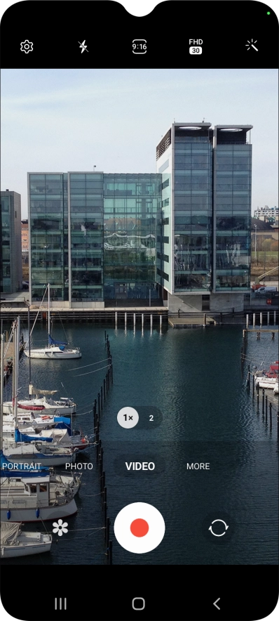 Press the video light icon.