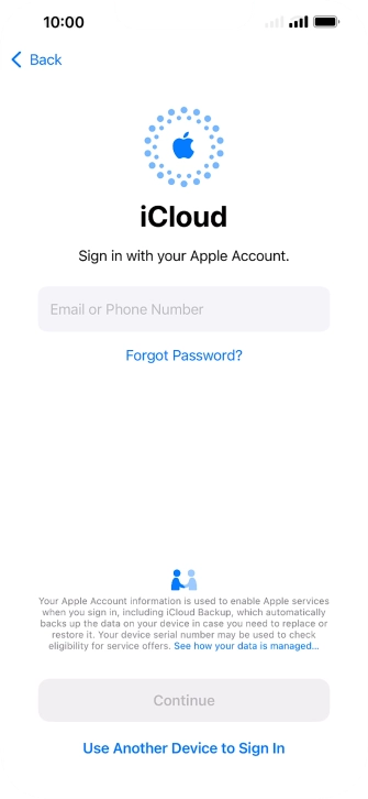Press Email or Phone Number and key in the username for your Apple ID.
