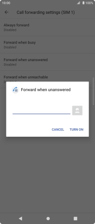 Key in +447836121121 and press TURN ON.