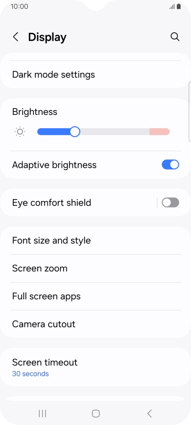 Press Screen timeout.